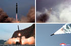 Recent North Korean missile tests are pictured in this undated combination photo 
