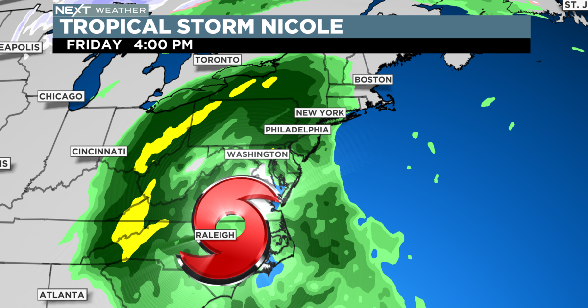 Tropical Storm Nicole to bring heavy rain to Philly region CBS