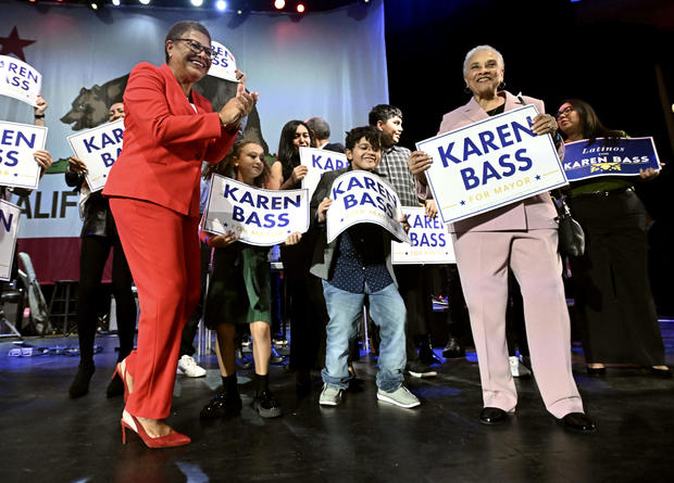 Los Angeles mayoral candidate Rep. Karen Bass during the Los Angeles County Democratic Party Election night at the Hollywood Palladium. 