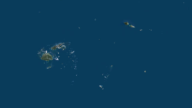 Fiji, Samoa, Tonga, Wallis And Futuna, Oceania, True Colour Satellite Image 