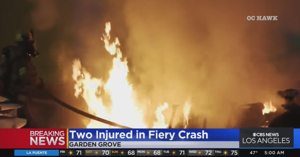 Two injured in fiery multicar crash in Garden Grove CBS Los Angeles