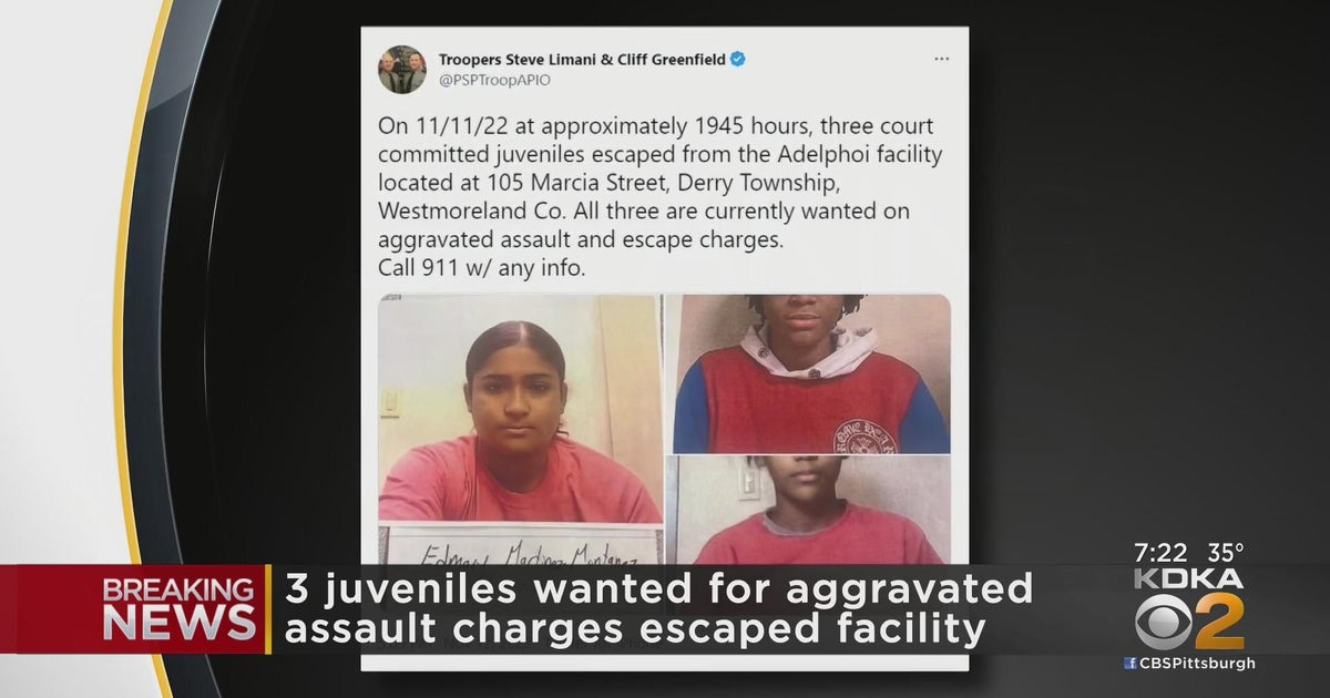 3 juveniles wanted for aggravated assault escape facility - CBS Pittsburgh
