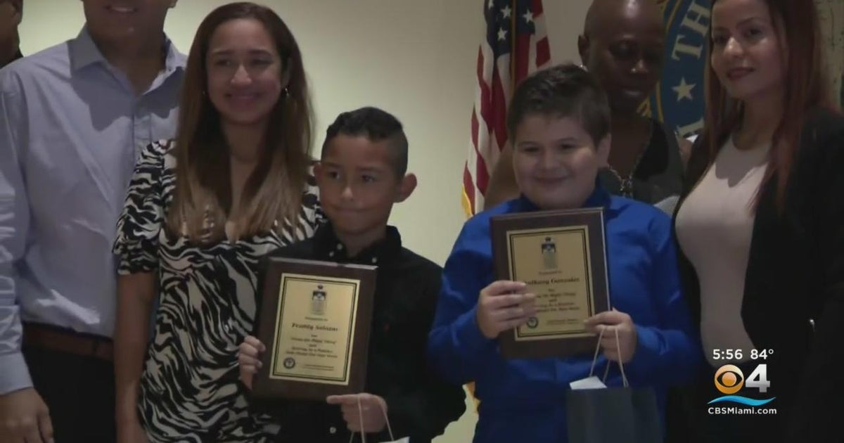 2 Doral students honored for reporting a dangerous situation CBS Miami