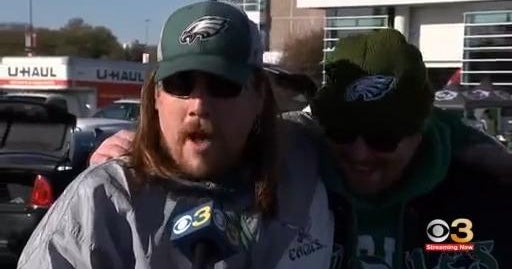 Eagles fan eats mic, talks smack about Washington Commanders CBS