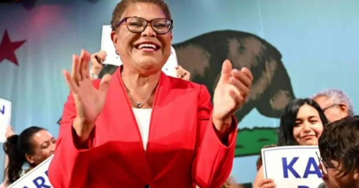 Karen Bass elected as first woman mayor of Los Angeles - CBS News