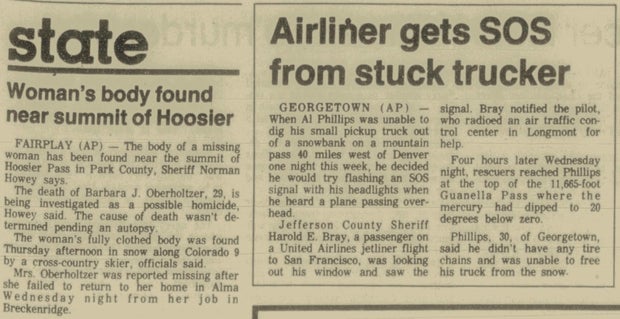 Newspaper articles on murder and rescue
