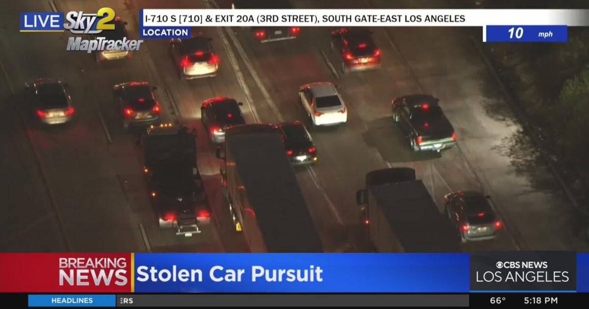 Officers in pursuit of a possibly stolen vehicle - CBS Los Angeles