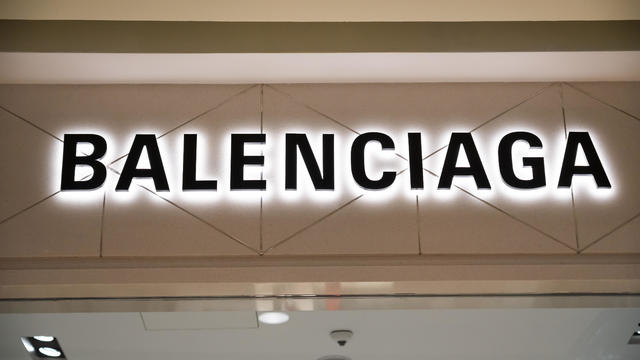 French luxury fashion house brand Balenciaga logo seen in 