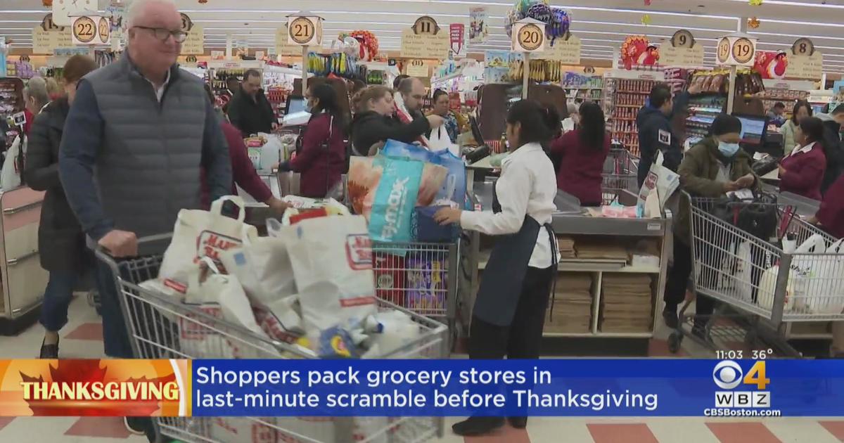 Shoppers pack grocery stores on Thanksgiving Eve CBS Boston