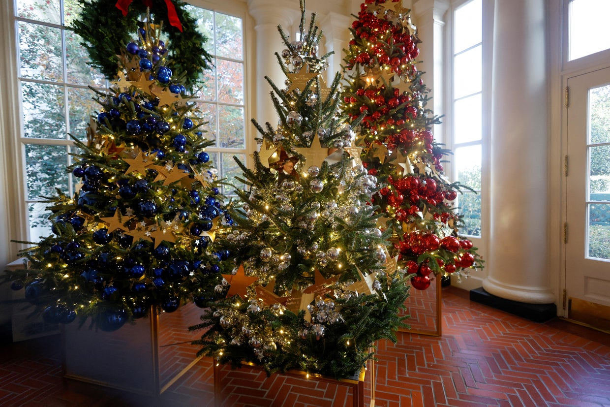 Christmas decorations on the theme "We the People" are unveiled at the White House 