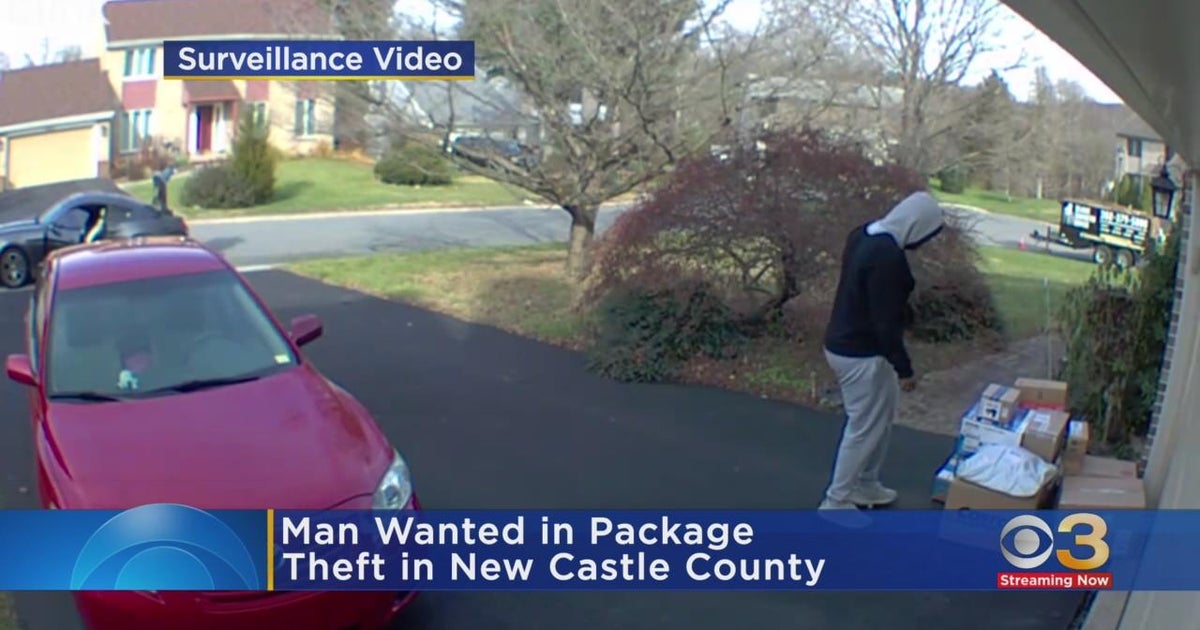 Man wanted in package theft in New Castle County - CBS Philadelphia