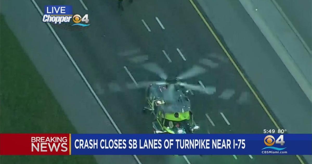 Crash Closes Southbound Lanes Of Turnpike Near I 75 Cbs Miami