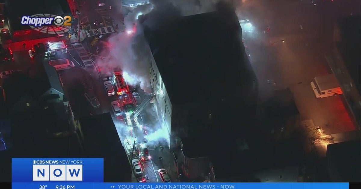 Crews battle fire at apartment building in West New York - CBS New York