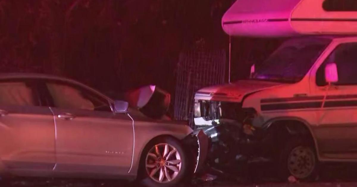 Car, camper van crash in Philadelphia; woman hospitalized