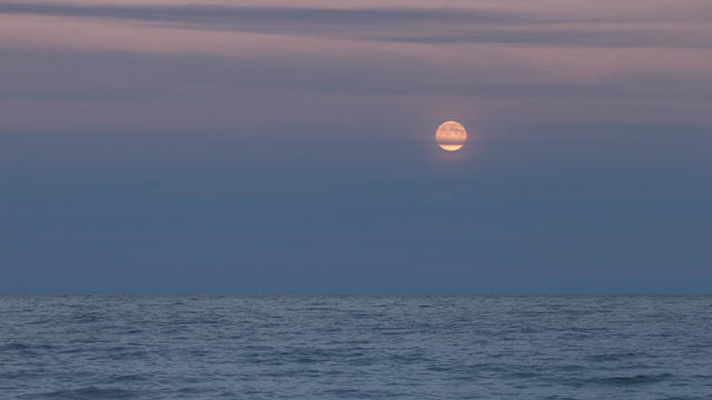 Late evening Moon over Lake Huron 