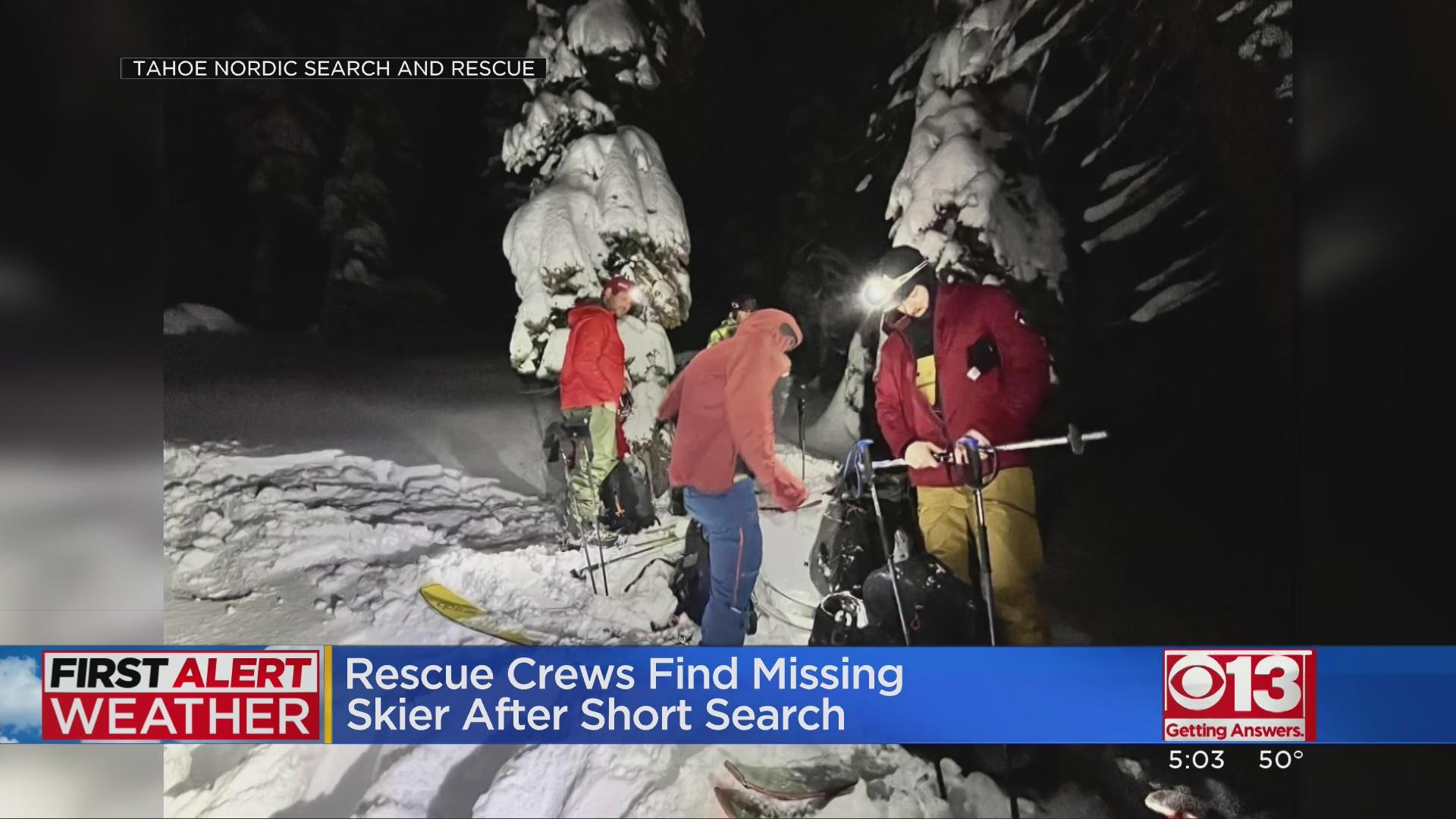Rescue crews find missing Tahoe skier after short search