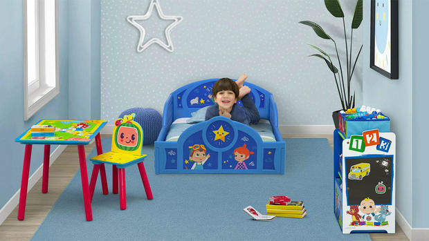 Walmart is virtually making a gift of this 4-piece Cocomelon children’ bed room set for 