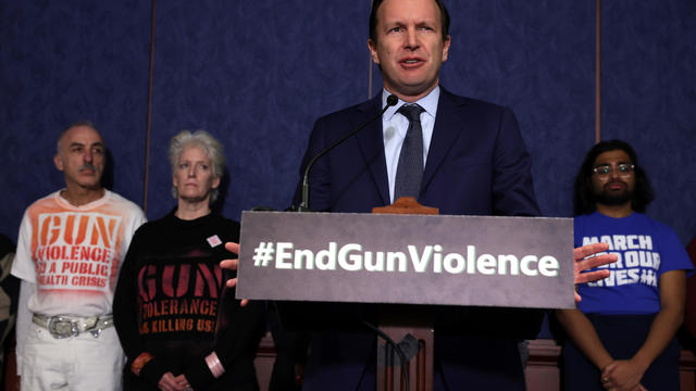 U.S. Sen. Chris Murphy (D-CT) speaks during an event to mark the 10th anniversary of the Sandy Hook Elementary School shooting on December 8, 2022 at the U.S. Capitol in Washington, DC. 