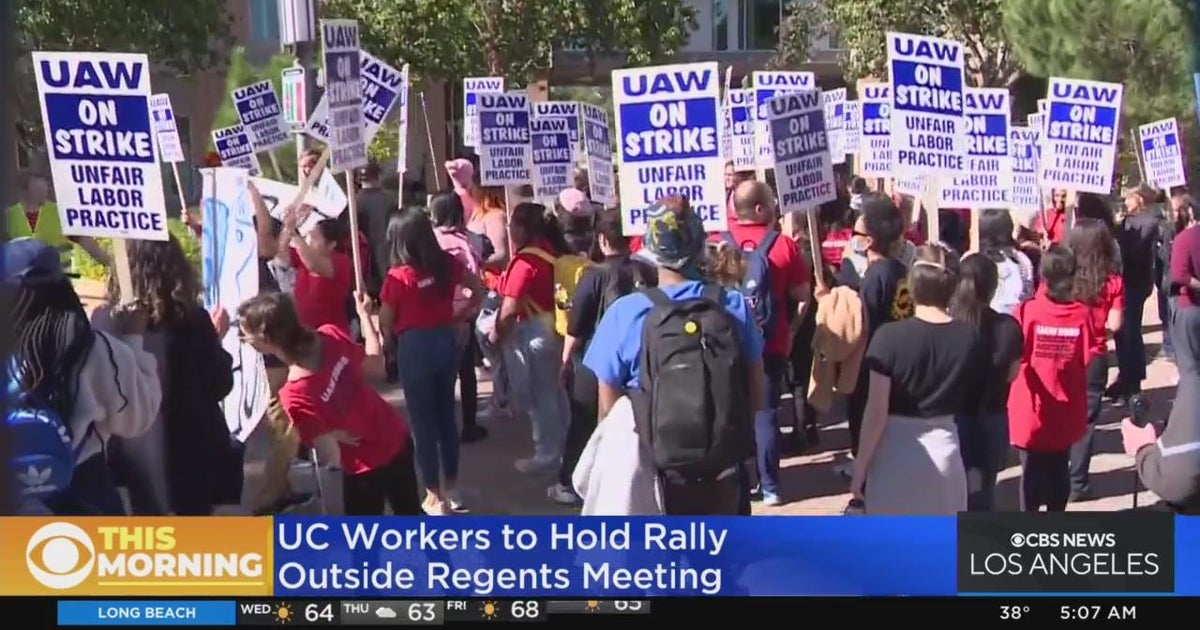 Striking UC workers plan rally outside UCLA's Luskin Center - CBS Los ...