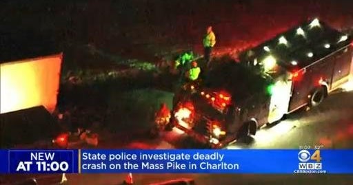 Woman killed in crash on Mass. Pike in Charlton - CBS Boston