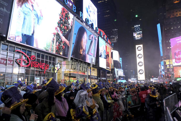 A view of the crowd in Times Square for New Year's Eve on December 31, 2022 in New York City. 