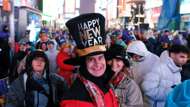A person wearing a hat celebrates in Times Square during the first New Year's Eve event without restrictions since the coronavirus pandemic in the Manhattan borough of New York City, December 31, 2022. 