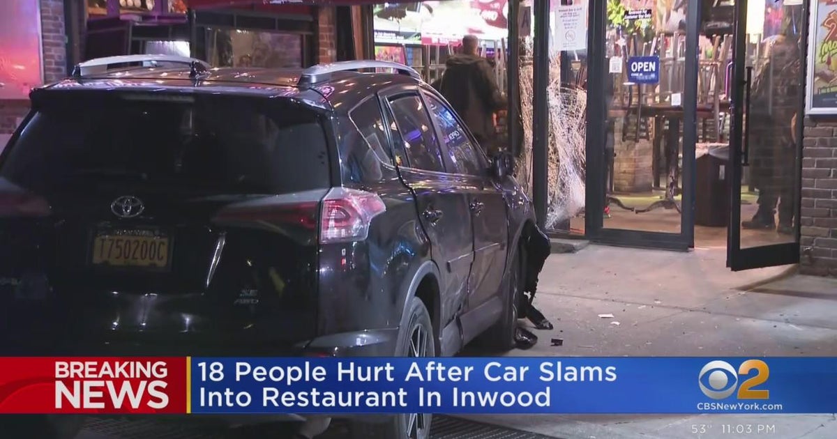 18 people hurt after car slams into restaurant in Inwood CBS New York
