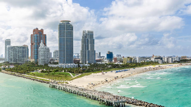 South Beach Miami from South Pointe Park, Florida, USA 