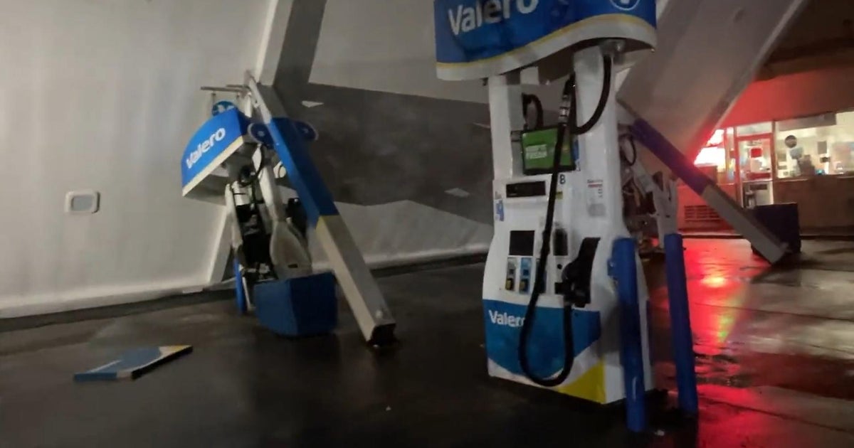 Atmospheric River Strong storm winds topple gas station in South San