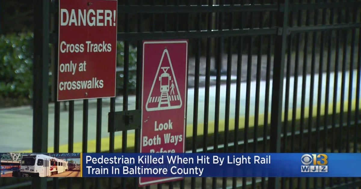 Pedestrian struck, killed by MTA light rail train in Timonium - CBS ...
