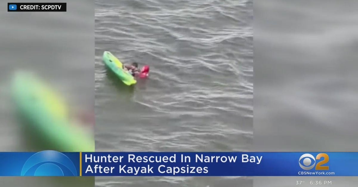 Hunter rescued in Narrow Bay after kayak capsizes - CBS New York