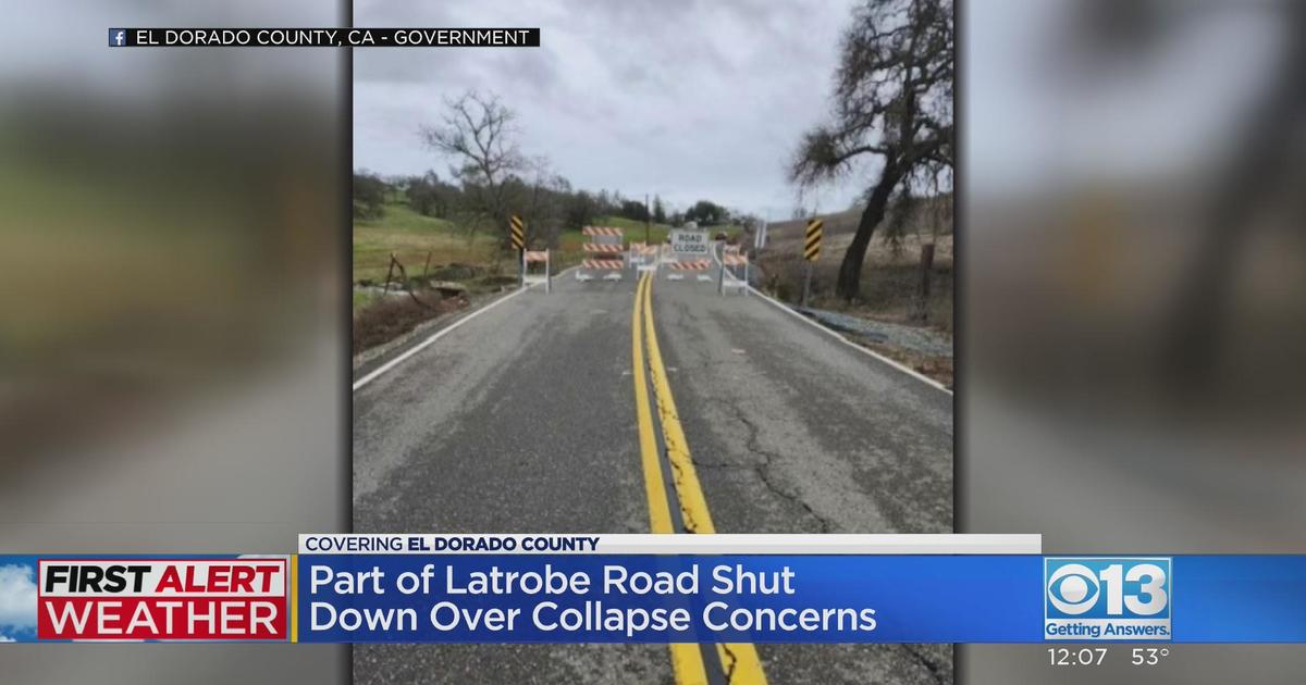 Part of Latrobe Road closed due to collapse concerns - CBS Sacramento