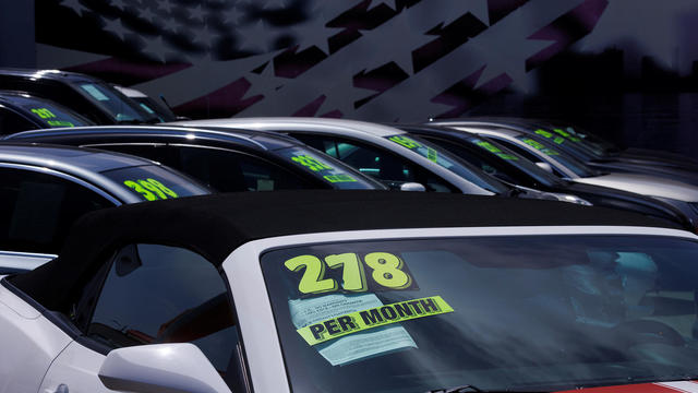 Cars are shown for sale at a car lot in California 