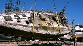 Recovering boats left derelict by Hurricane Ian 