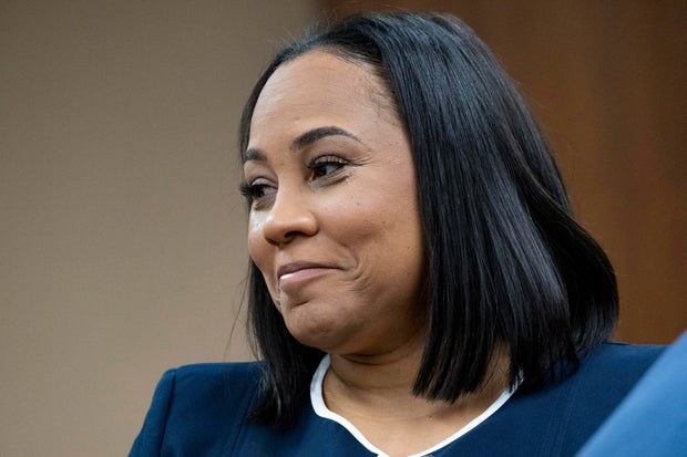 Fulton County District Attorney Fani Willis watches as potential jurors are excused during proceedings to seat a special purpose grand jury in Georgia on May 2, 2022, to look into the actions of former President Donald Trump and his supporters who tried t 