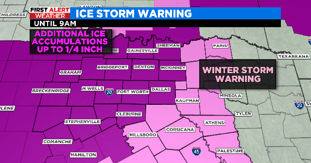 Slushy, icy roads still expected in North Texas as temperatures begin
