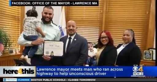 Lawrence mayor meets man who ran across highway to help driver CBS Boston