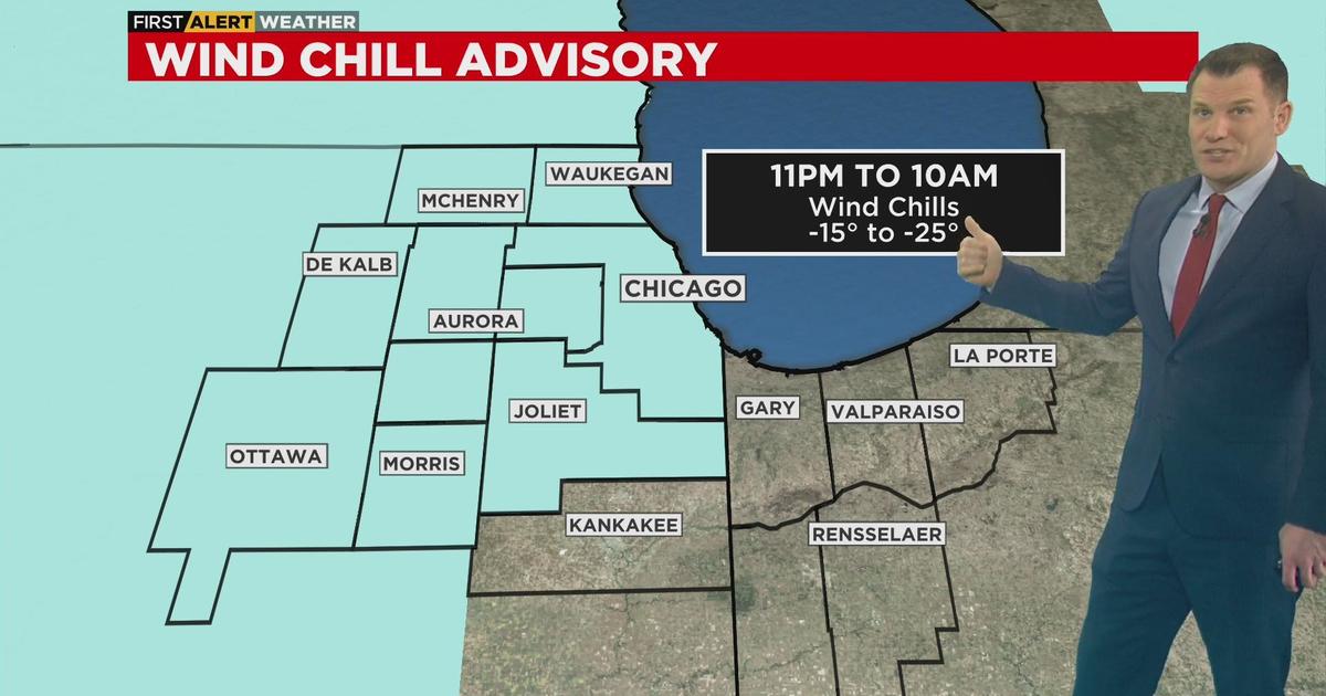 Sunny in Chicago with wind chills reaching teens by afternoon