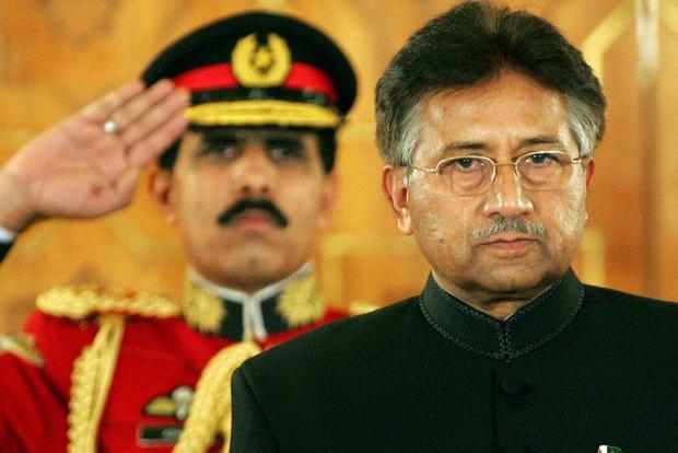 In this file photo taken on Nov. 29, 2007, Pakistani President Pervez Musharraf stands after taking the oath as a civilian president at the presidential palace in Islamabad. 