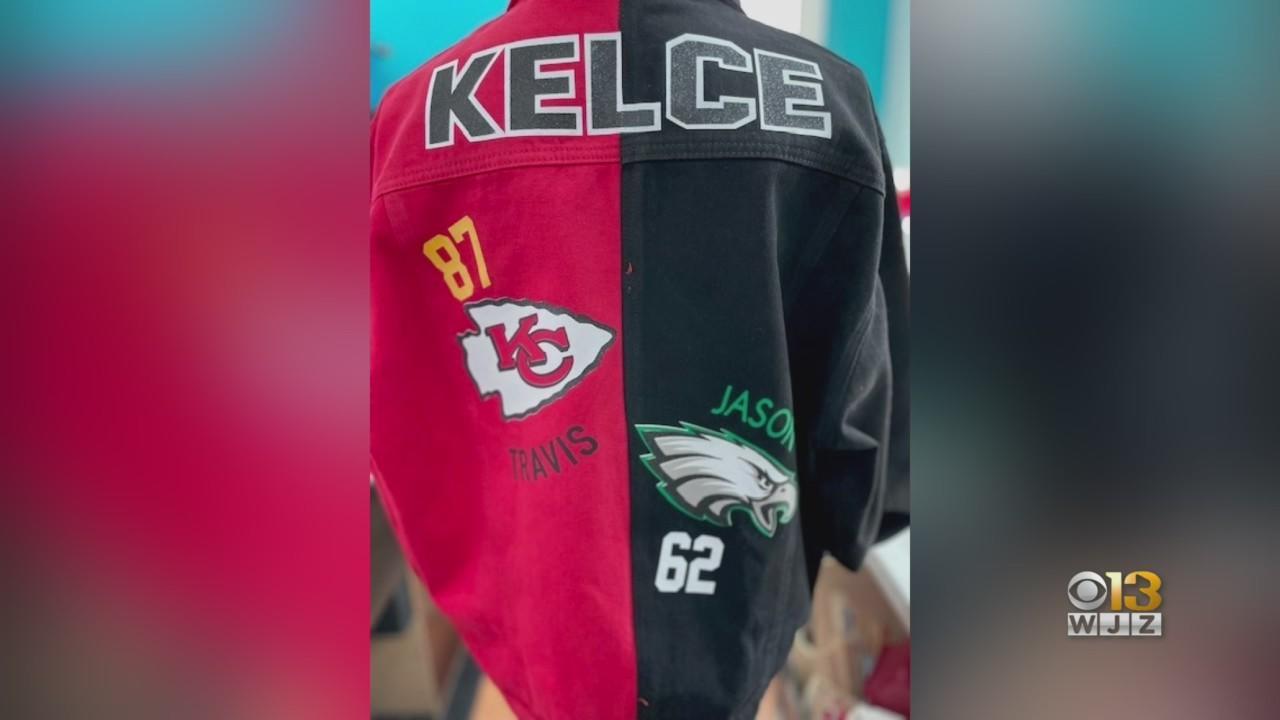 A Maryland woman made Donna Kelce's viral split Super Bowl outfit - CBS  Baltimore