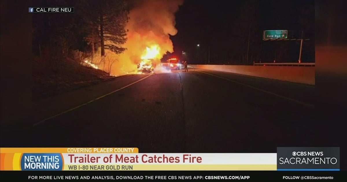 Trailer of meat catches fire on I-80
