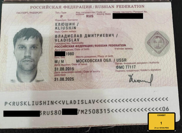 Passport page showing Vladislav Klyushin 