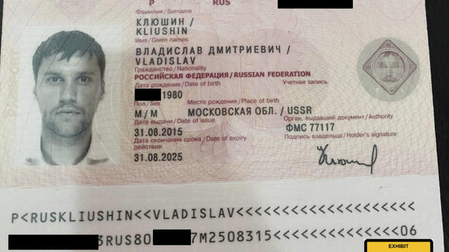 Passport page showing Vladislav Klyushin 