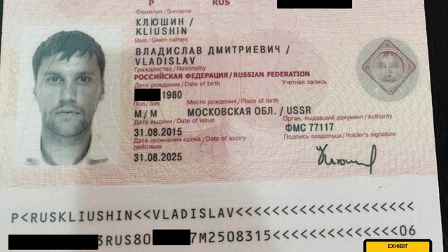 Passport page showing Vladislav Klyushin