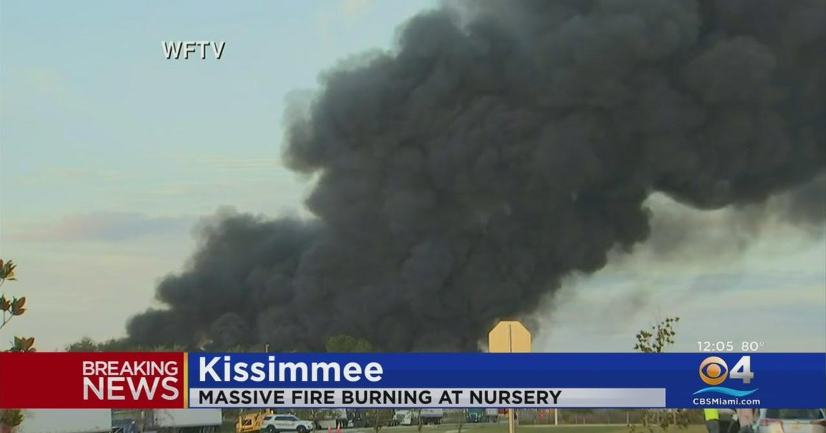 Massive fire burns at Kissimmee nursery CBS Miami