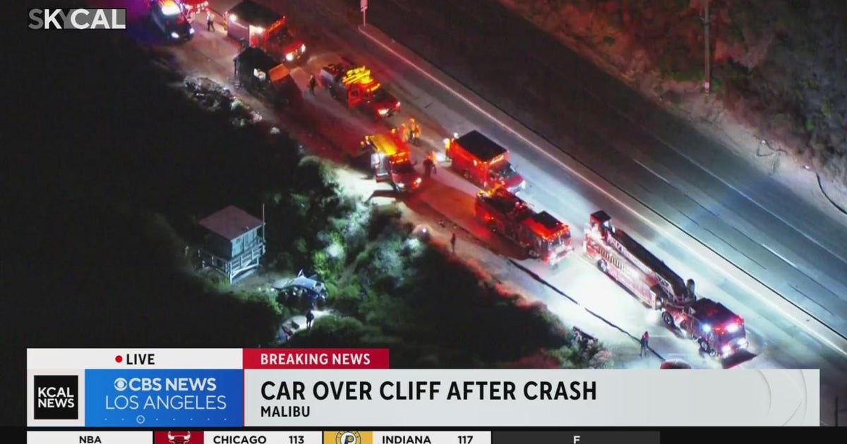 3 hospitalized after two-car crash causes car to veer off side of cliff ...