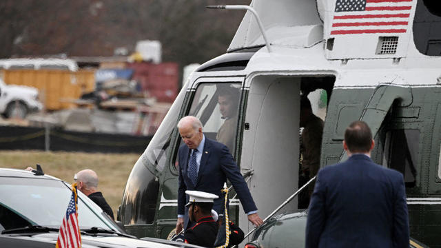 President Biden arrives at the Walter Reed National Military Medical Center in Bethesda, Maryland on Feb. 16, 2023. 
