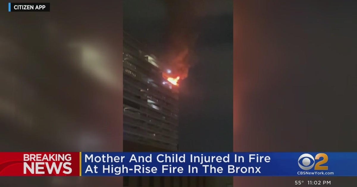 Mother and child injured in fire at high rise in the Bronx - CBS New York