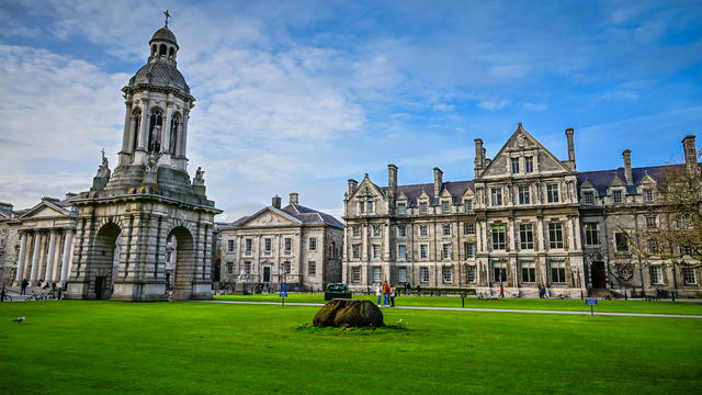Trinity College Parliament Square with the Campanile - Dublin Ireland 
