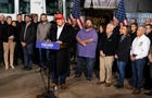 Former President Trump Visits East Palestine, Ohio As Health Concerns Remain After Train Derailment 